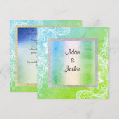 Invitation Mariage pastel dentelle nouveau mariage VERT BLEU (Devant / Derrière)