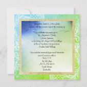 Invitation Mariage pastel dentelle nouveau mariage VERT BLEU (Dos)
