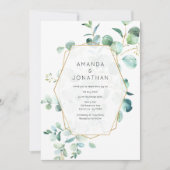 Invitation Mariage Pastel Eucalyptus Géométrique Verdure (Devant)