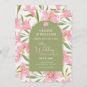Invitation Mariage pastel floral lily rose vert (Devant / Derrière)