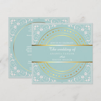 Invitation Mariage Pastel Green et Or 