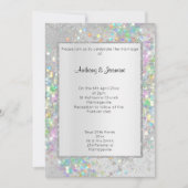 Invitation Mariage PASTEL HOLOGRAPHIQUE EN MARBRE D'ARGENT ÉL (Devant)