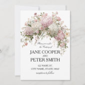 Invitation Mariage pastel hydrangeas et roses Budget (Devant)