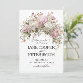 Invitation Mariage pastel hydrangeas et roses Budget (Debout devant)