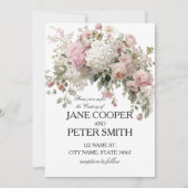 Invitation Mariage pastel hydrangeas et roses Budget (Devant)