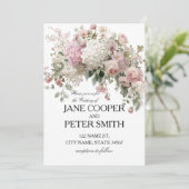 Invitation Mariage pastel hydrangeas et roses Budget (Debout devant)