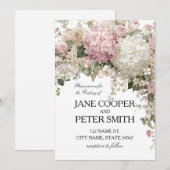 Invitation Mariage pastel hydrangeas et roses Budget (Devant / Derrière)