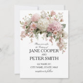 Invitation Mariage pastel hydrangeas et roses Budget (Devant)