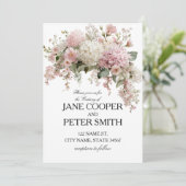 Invitation Mariage pastel hydrangeas et roses Budget (Debout devant)