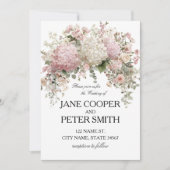 Invitation Mariage pastel hydrangeas et roses Budget (Devant)