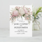 Invitation Mariage pastel hydrangeas et roses Budget (Debout devant)