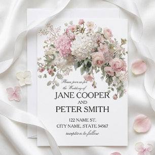 Invitation Mariage pastel hydrangeas et roses Budget