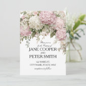 Invitation Mariage pastel hydrangeas et roses Budget (Debout devant)