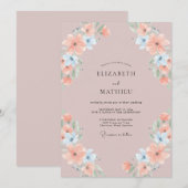 Invitation Mariage pastel mauve doux (Devant / Derrière)