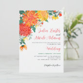 Invitation Mariage Pastel Orange Yellow Spring Dahlia Fleurs (Debout devant)