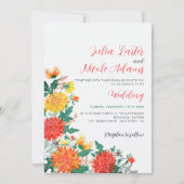 Invitation Mariage Pastel Orange Yellow Spring Dahlia Fleurs (Devant)
