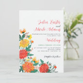 Invitation Mariage Pastel Orange Yellow Spring Dahlia Fleurs (Debout devant)