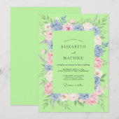 Invitation Mariage pastel pétale Chartreuse (Devant / Derrière)