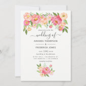 Invitation Mariage Pastel Pink Watercolor Peonies (Devant)