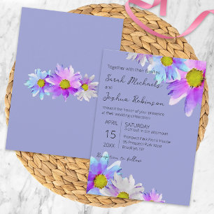 Invitation Mariage Pastel Purple Lavender Watercolor Blooms