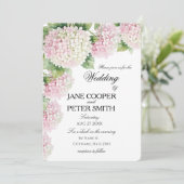 Invitation Mariage pastel rose et blanc hydrangeas Budget (Debout devant)