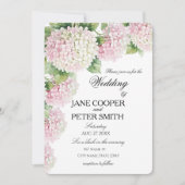 Invitation Mariage pastel rose et blanc hydrangeas Budget (Devant)