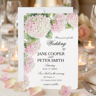 Invitation Mariage pastel rose et blanc hydrangeas Budget