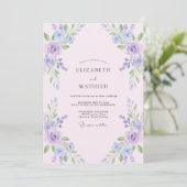 Invitation Mariage Pastel Rose Feuillu (Debout devant)
