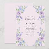 Invitation Mariage Pastel Rose Feuillu (Devant / Derrière)
