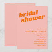 Invitation Mariage pastel rose orange moderne rétro (Devant / Derrière)