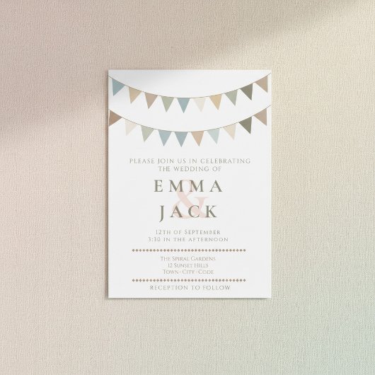 Invitation Mariage pastel rustique de brume neutre