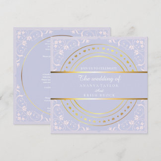 Invitation Mariage pastel violet et or