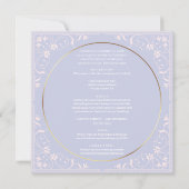 Invitation Mariage pastel violet et or (Dos)