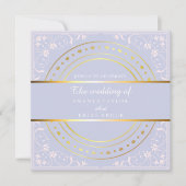 Invitation Mariage pastel violet et or (Devant)