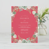 Invitation Mariage Pastèque Sauge Feuillage Eucalyptus (Debout devant)