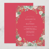 Invitation Mariage Pastèque Sauge Feuillage Eucalyptus (Devant / Derrière)