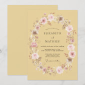 Invitation Mariage pastoral délicat ocre (Devant / Derrière)