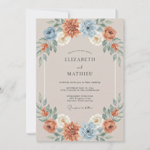 Invitation Mariage pastoral en terre cuite d'automne