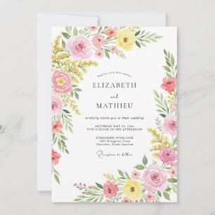Invitation Mariage pastoral rose de printemps