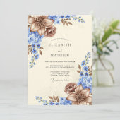 Invitation Mariage pastoral rustique bleu clair (Debout devant)
