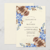 Invitation Mariage pastoral rustique bleu clair (Devant / Derrière)
