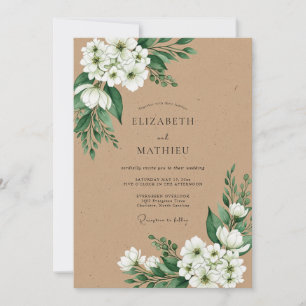 Invitation Mariage pastoral rustique vert émeraude