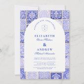 Invitation Mariage Patchwork Porcelaine Bleue Classique (Devant)
