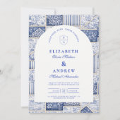 Invitation Mariage Patchwork Toile Bleu de Delft (Devant)