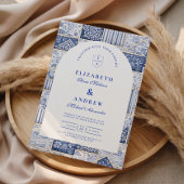 Invitation Mariage Patchwork Toile Bleu de Delft