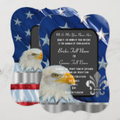 Invitation Mariage patriotique de drapeau américain et (Devant / Derrière)