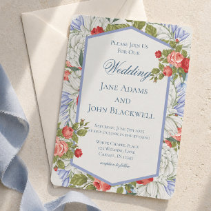 Invitation Mariage Patriotique Élégant Rouge Blanc et Bleu