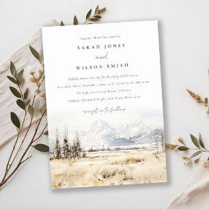 Invitation Mariage Paysage Aquarelle Jackson Hole Wyoming