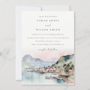 Invitation Mariage Paysage Aquarelle Kauai Hawaï