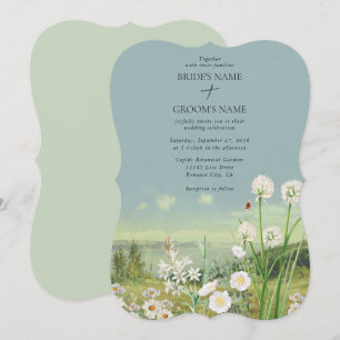 Invitation Mariage Paysage de montagne Fleur sauvage aquarell